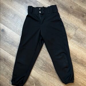 Kids Black High-Waist baseball Pants with Button Detail